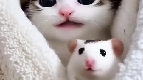 Cute kitten and hamster sing a song Dudi dudi dum dum 😻 - 2160P