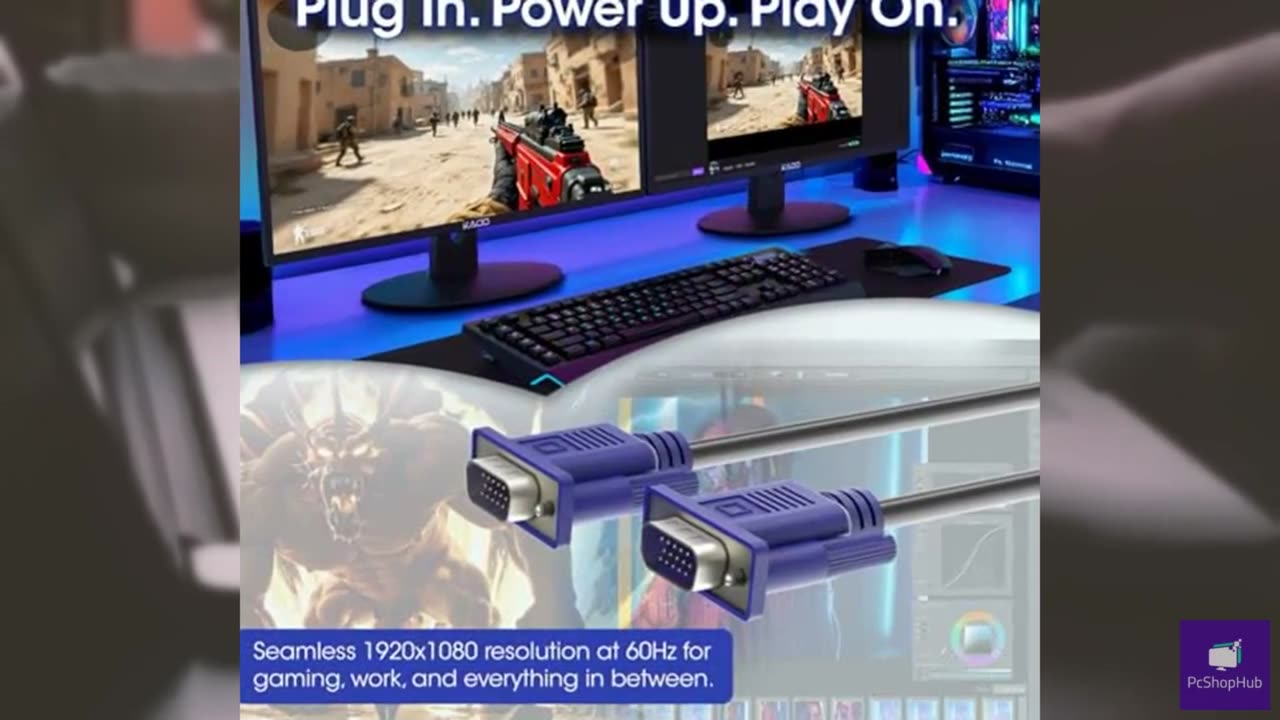 Kado VGA Cable 5ft, Video Graphics Array 1920x1080 FHD 60Hz High Speed, Male-to-