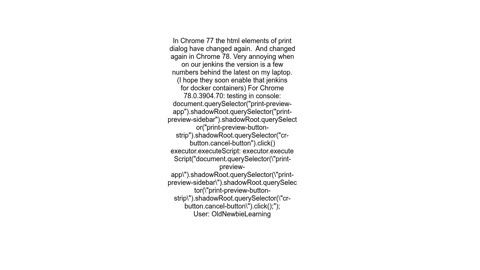 How can I tell Selenium to press cancel on a print popup in Chrome 75