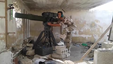 Syrian War ABU TOW fires TOW Atgm vs Gvozdika SPG hit (Hazzm Movement) 2014.10.23