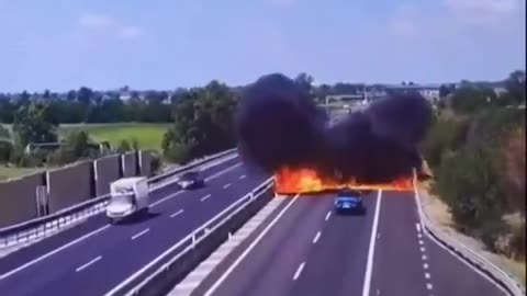 Small Plane Crashes Head First Onto Italian Highway