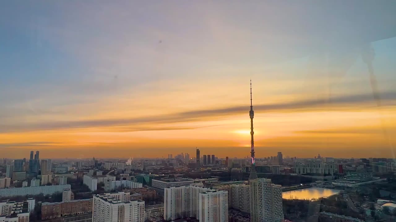 Incredible sunset from the height of the Sun of Moscow