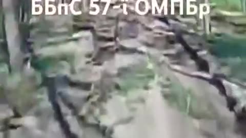 🇺🇦🐝 Ukrainian drone on fiber optics tracked the movement of a Russian tank near Vovchansk