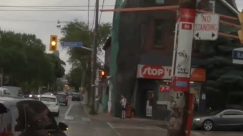 Dashcam Block bike lane cyclist Harbord Ave Toronto Canada