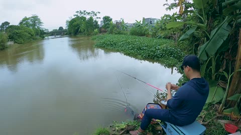Catfish Trotline Fishing in Wide Rivers