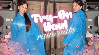 [4K USA] Blue Raincoat Try-On | Cutie Look
