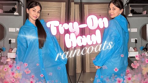 [4K USA] Blue Raincoat Try-On | Cutie Look