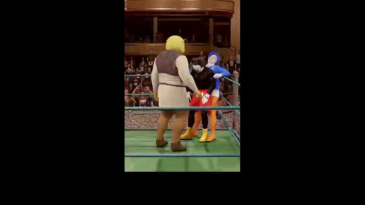 Shrek Double Chokeslam Donald Duck Mickey Mouse