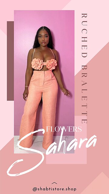 Sahara Flowers Two-Piece Botanical Bra with Balanced Trouser Design Set🌸