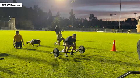 Pete Hegseth works out with UCLA ROTC cadets