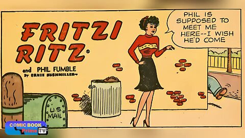 The mystery man package, Fritzi Ritz and Phil Fumble By Ernie Bushmiller classic comic book strip.