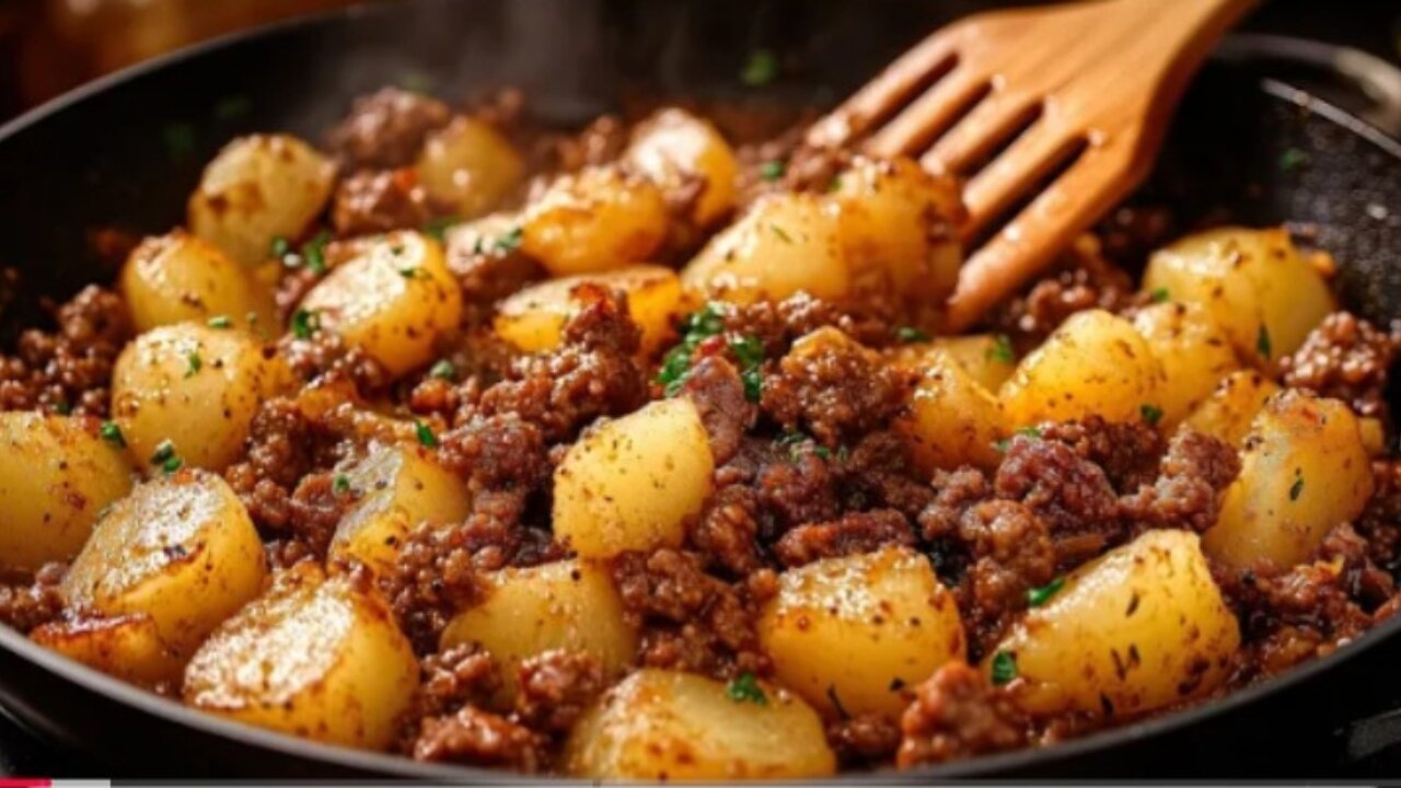 Just add ground beef to the potatoes! & The result will be amazing simple dinner recipe 😍❤️❤️🔥🥰