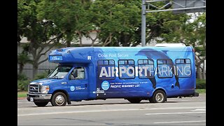 SanPark Bus San Diego Airport parking shuttle bus on Harbor Drive.