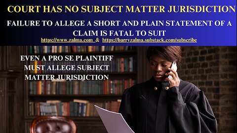 Court Has No Subject Matter Jurisdiction
