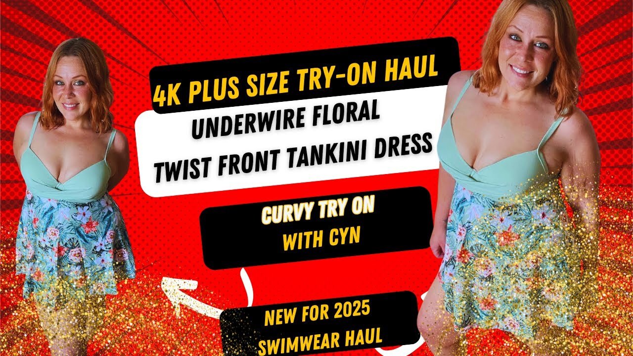 #plussize Try-on Floral Print Underwire Tankini Swimsuits Criss Cross Push Up 2 Piece Bathing Suit