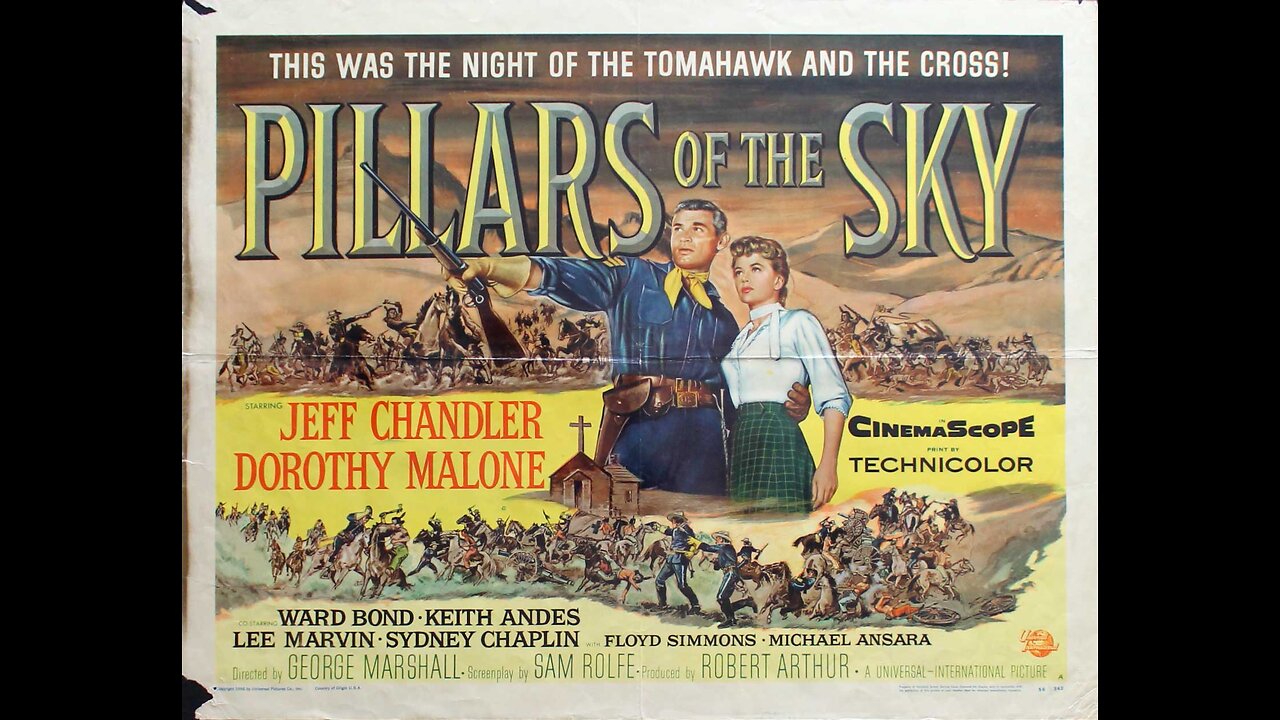 George Marshall's Pillars of the Sky, Western 1956. Jeff Chandler, Dorothy Malone, Ward Bond, Lee Marvin, Willis Bouchey, Michael Ansara, Olive Carey