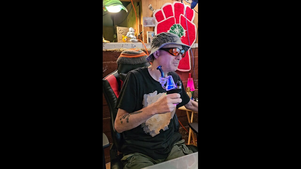 Sitting. In the basement. Dabbing