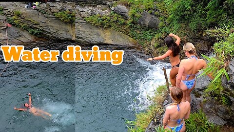 Beautiful Girls 🔥 Diving to Explore Beautiful Waterfalls #01 😍 Ha Giang Loop 4K HD