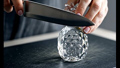 Glass pineapple cutting
