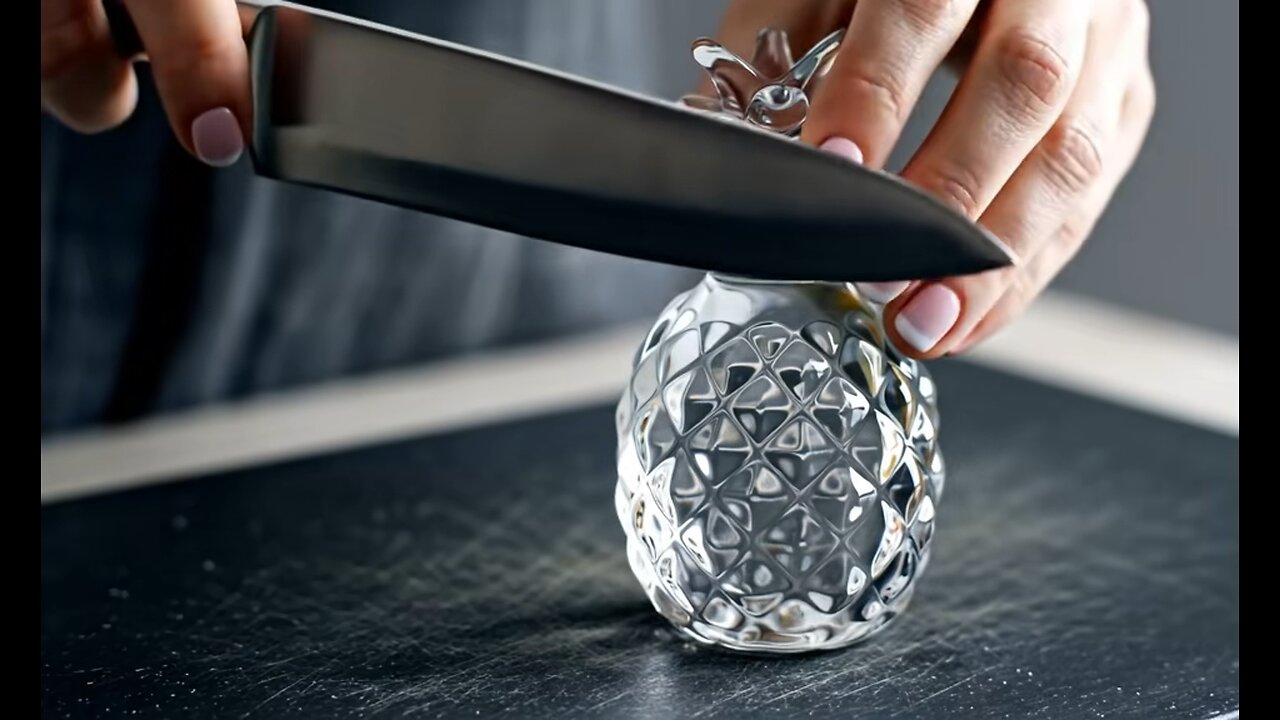 Glass pineapple cutting
