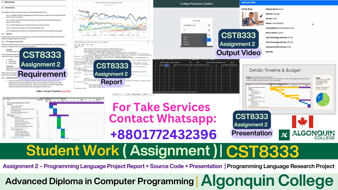Client Work (Assignment)|CST8333 Assignment 2 Programming Language Project Report |Algonquin College