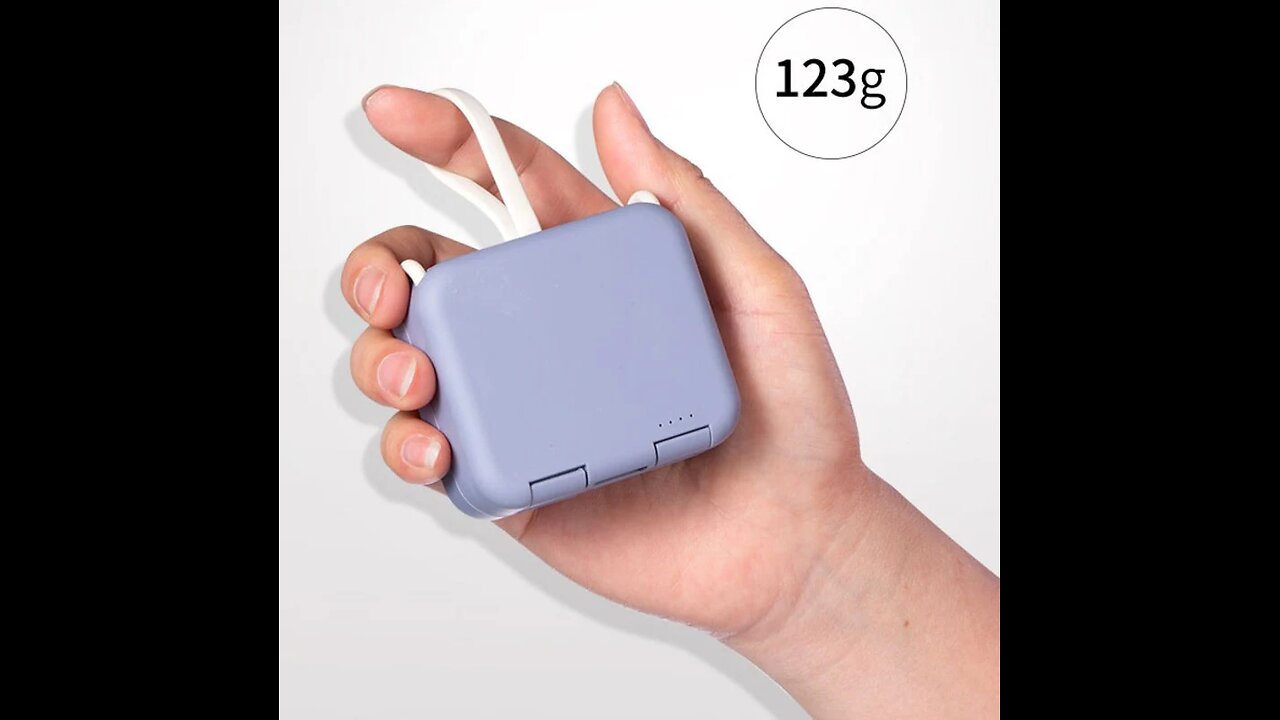 4000mAh Portable Back Clip Power Bank, with Phone Holder, Foldable Design & Charging Cable