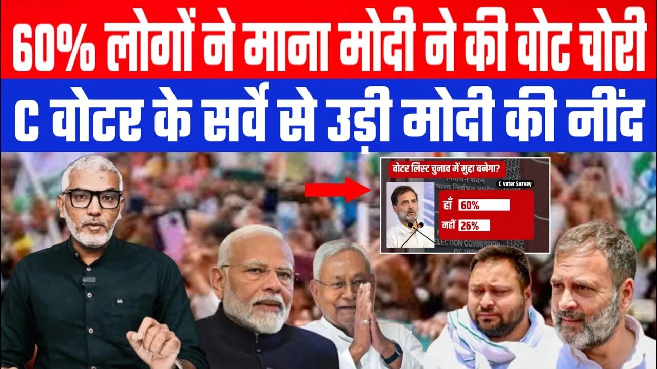 60% लोगों ने माना मोदी ने की वोट चोरी। C वोटर के सर्वे से उड़ी मोदी की नींद। Desh Live | Sahal