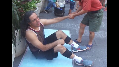Luodong Massages Man With Long Hair At Times Square