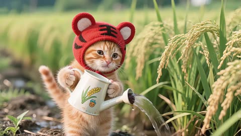 Tiger-Hat Kitten Wasted & Picky Eater, Mom Took Him Farming—He Collapsed from Tiredness