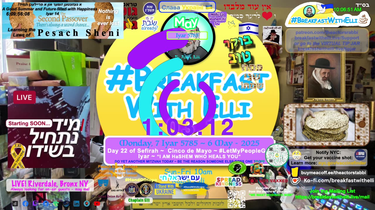 SHOW NOTES: Breakfast with Elli - MONDAY - 5 May 2025 - 7 Iyar - 5785