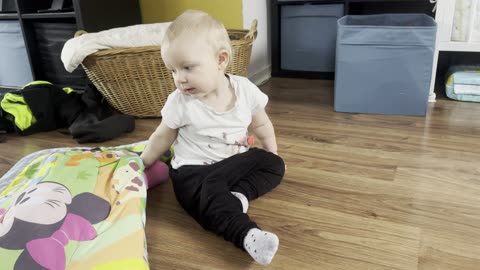 Baby Kayla Playing with a Pink Bunny Toy 🐰 So Cute You’ll Smile Instantly!