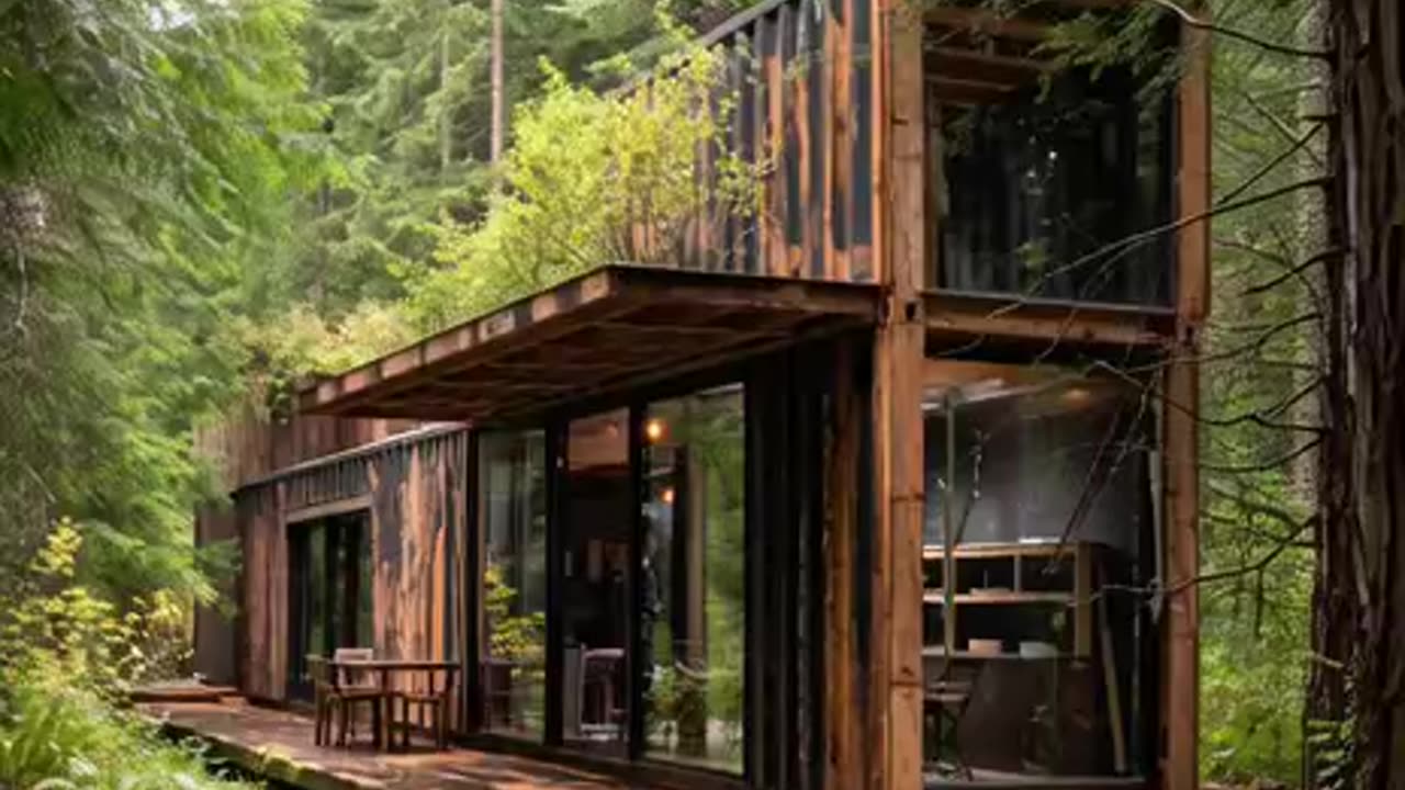 Off Grid Container Cabin in the Forest