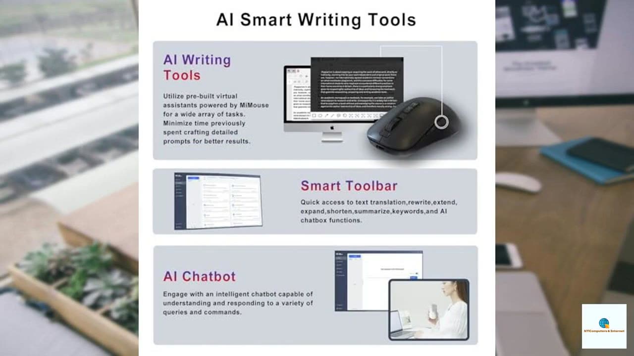 AI Voice Office Mouse,Wireless Mouse with No Fee for subscription AI Chatbot, MIMOUSE Soft