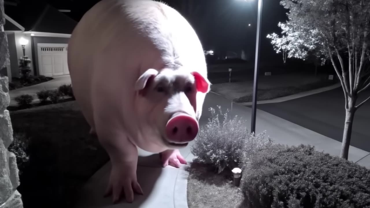 Huge pig caught on CCTV
