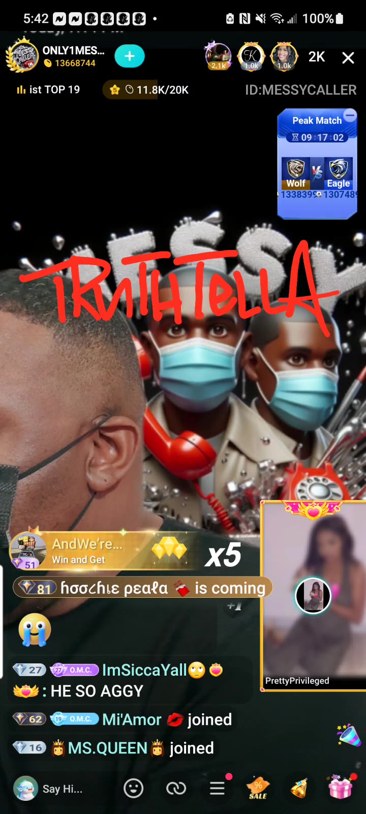 MESSY CALLER EVENING MESS PLAYING ON MOMMA ACE TOP & MORE