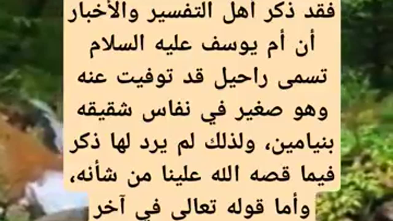 لما لم تذكر ام يوسف عليه السلام في سوره يوسف؟