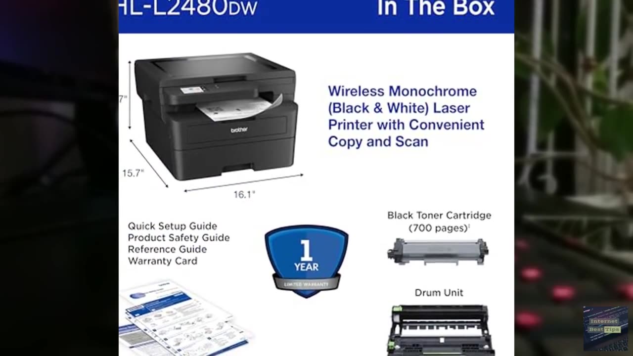 Brother HL-L2480DW Wireless Compact Mobile Monochrome Multi-Function Laser Print