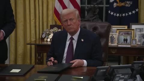 President Donald trump's sign of executive orders on day one of his administration