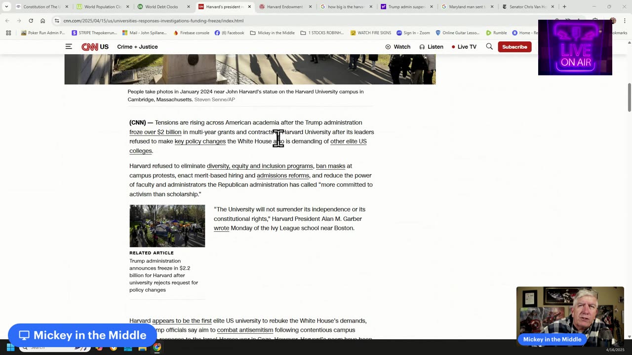 Mickey in the Middle on $2.2B for Harvard and Are we really this mean? 16 Apr 25