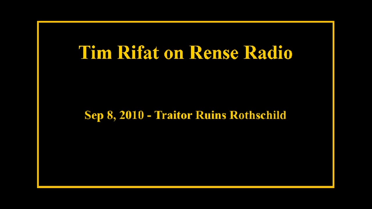 Sep 8, 2010 - Traitor Ruins Rothschild