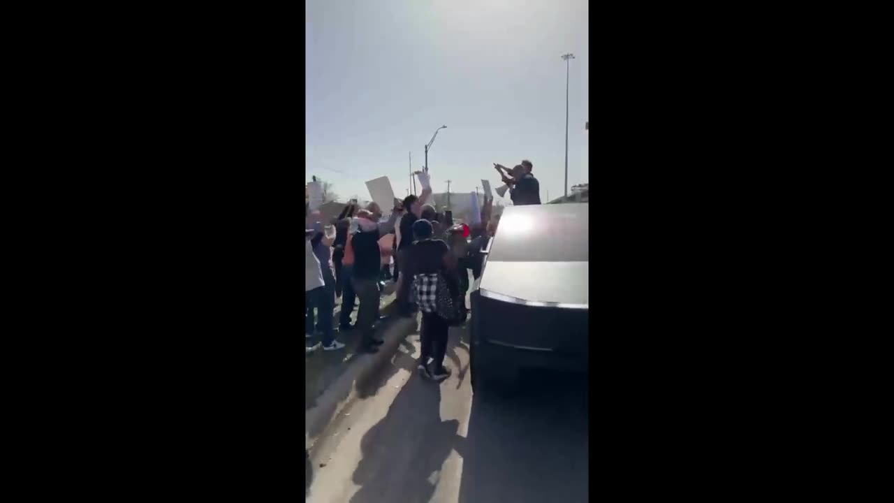 A compilation of us crashing their crazy Anti Tesla/Elon Musk protest.