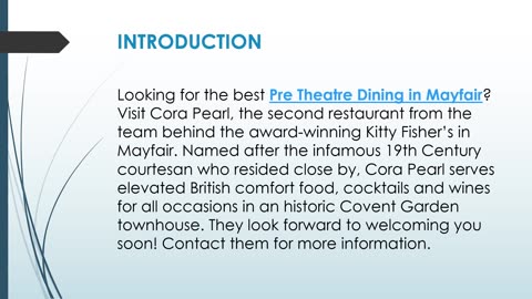 Best Pre-Theatre Dining in Mayfair