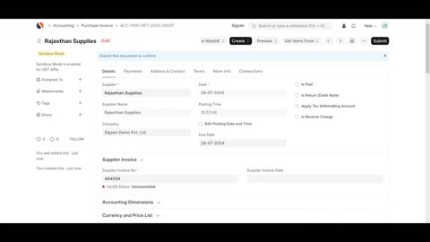 SigzenERP - How to Apply Purchase Taxes and Charges in ERPNext