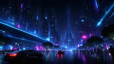 A Futuristic City in the Rain