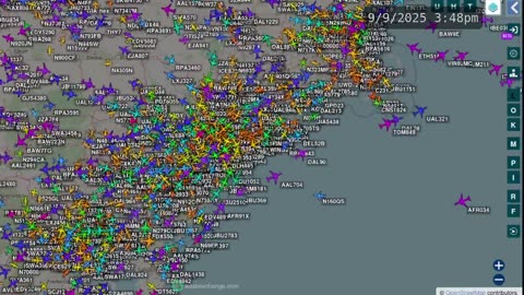 New York - New Jersey - Airplane traffic time lapsed from Sept 7th to 13th 2025 -