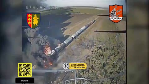 💥🚂 Ukraine Russia War | Ukrainian FPV Drone Hits Russian Fuel Train | RCF
