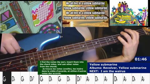 Bass cover: More BEATLES (My final compil.) LINKS 900+ covers _ Chords real-time, Lyrics, MORE