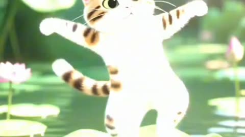 "The cat is having fun dancing"