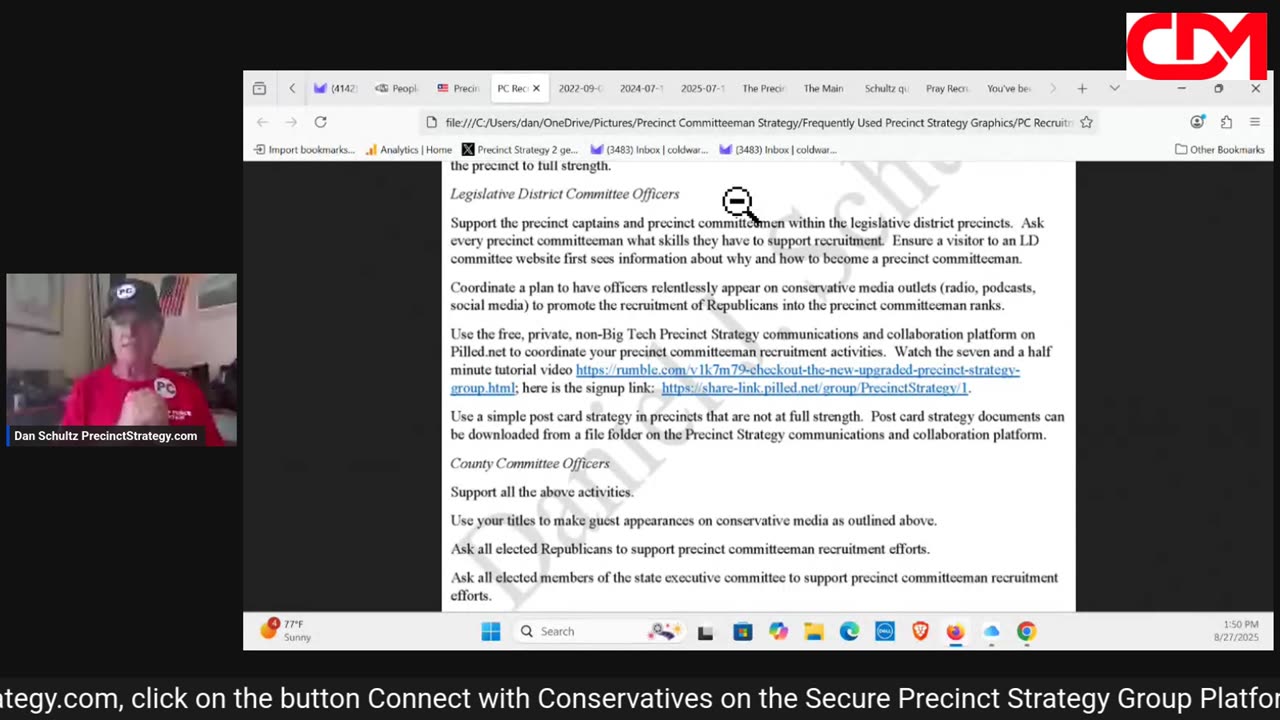 Precinct Strategy PC Recruitment Ideas. Dan Schultz August 27 2025
