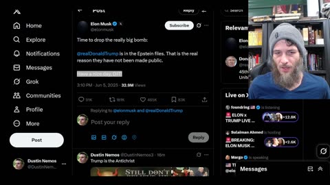 BREAKING: ELON MUSK TWEETS DONALD TRUMP IS IN EPSTEIN FILES!